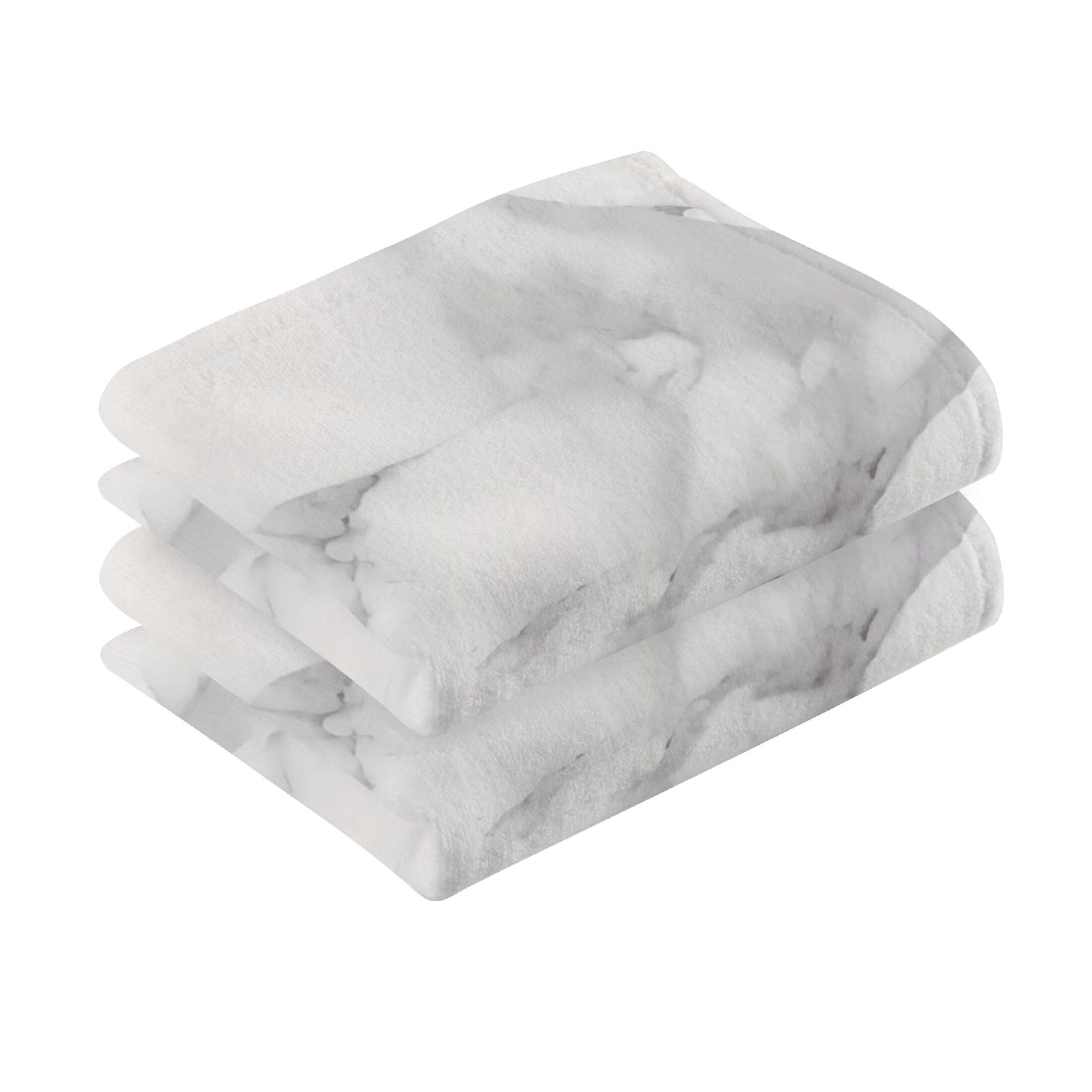2 Pcs Hand Towel Set Grey White Marble Cotton Absorbent Soft Face Towels Bath Towels for Bathroom Kitchen Shower Hotel Decor 16"x28"