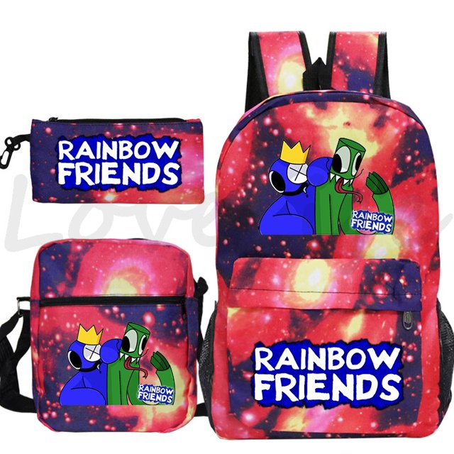 Mochila de arcoíris Friends para niños y niñas, mochilas escolares de Anime, regalos para niños, 3 unidades por juego Fivean unisex