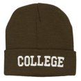 thumbnail image 5 of Wording of College Embroidered Long Beanie - Olive OSFM, 5 of 5