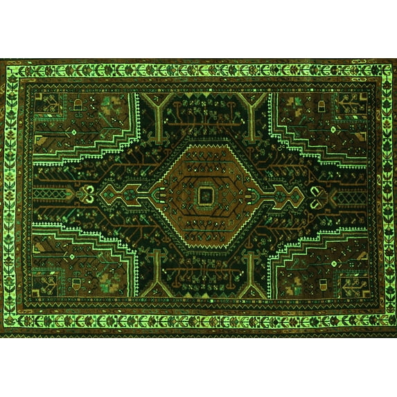 Ahgly Company Indoor Rectangle Persian Green Traditional Area Rugs, 2' x 4'