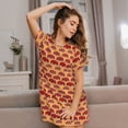 thumbnail image 3 of Fotbe Red Cars Pattern Women's Cotton Nightgown Sleepwear Short Sleeves Shirt Casual Print Sleepdress, 3 of 6