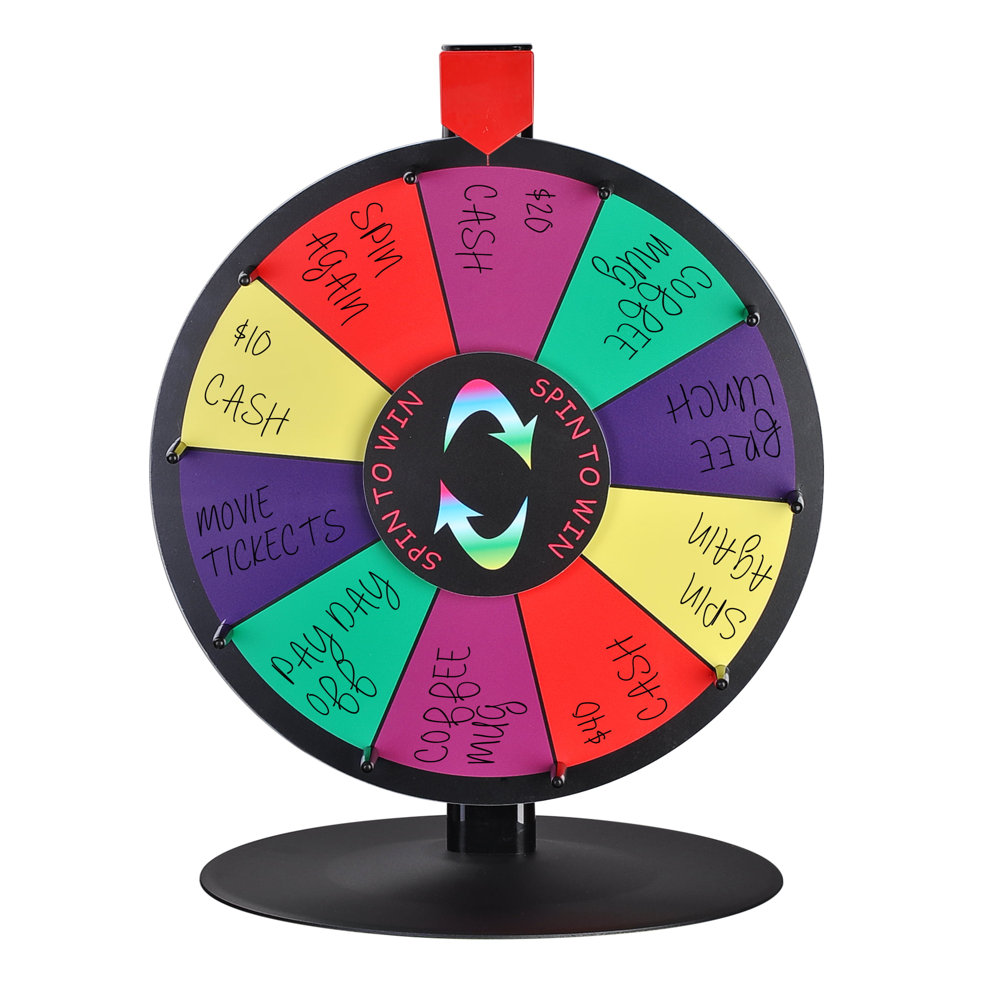 15" Tabletop Spinning Prize Wheel 10 Slots w/DryErasable Trade Show Carnival 
