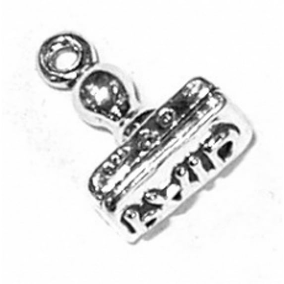 Sterling Silver 18" 1.2mm Box Chain 3D Paid Stamp Pendant Necklace