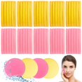 thumbnail image 1 of 120 esponjas faciales comprimidas para limpieza facial, esponja para quitar maquillaje, esponja exfoliante, esponja redonda para mujeres y niñas (rosa amarillo), 1 of 2