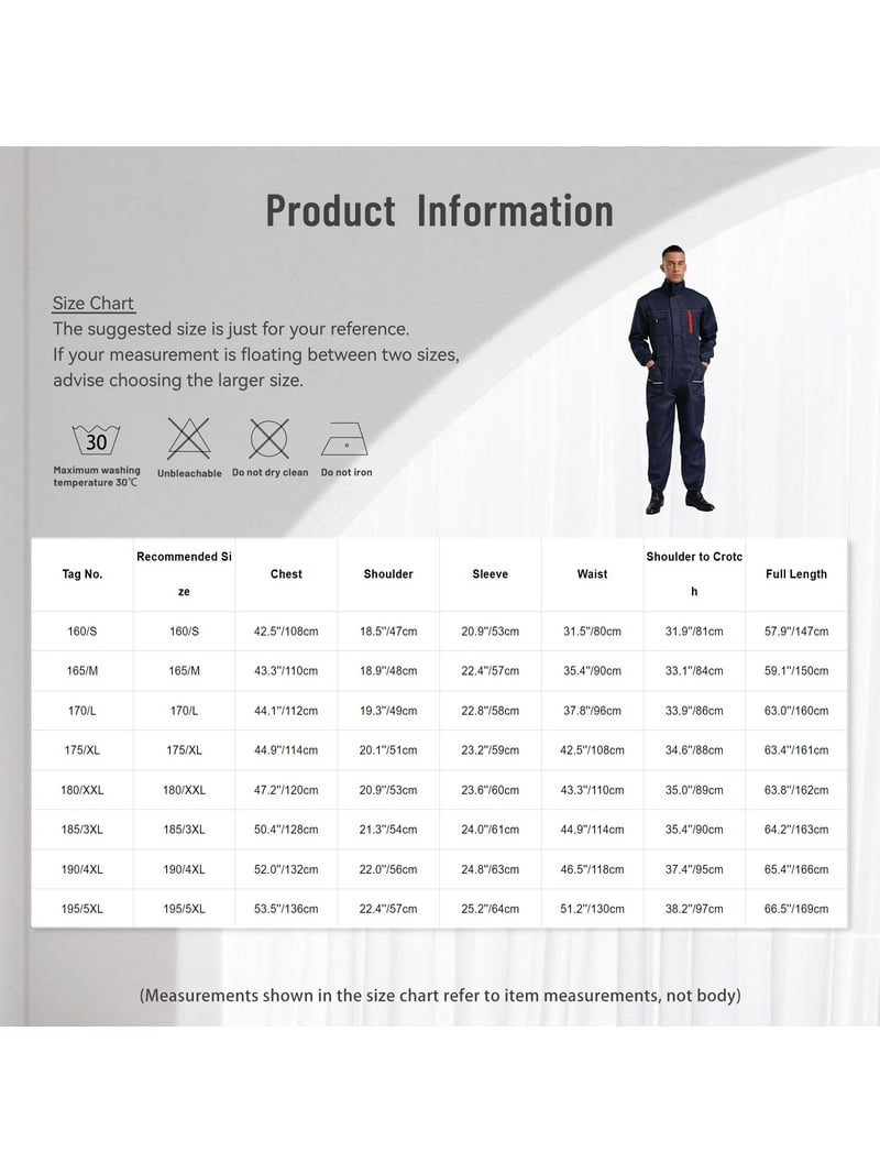 Sxiwei Overalls for Men Work Jumpsuits Long Sleeves Front Zipper