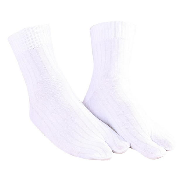 Chaussettes pour Hommes Extensibles Tongs Cheville 2 Orteils Chaussettes Rayées Japonaises Tabi Blanches