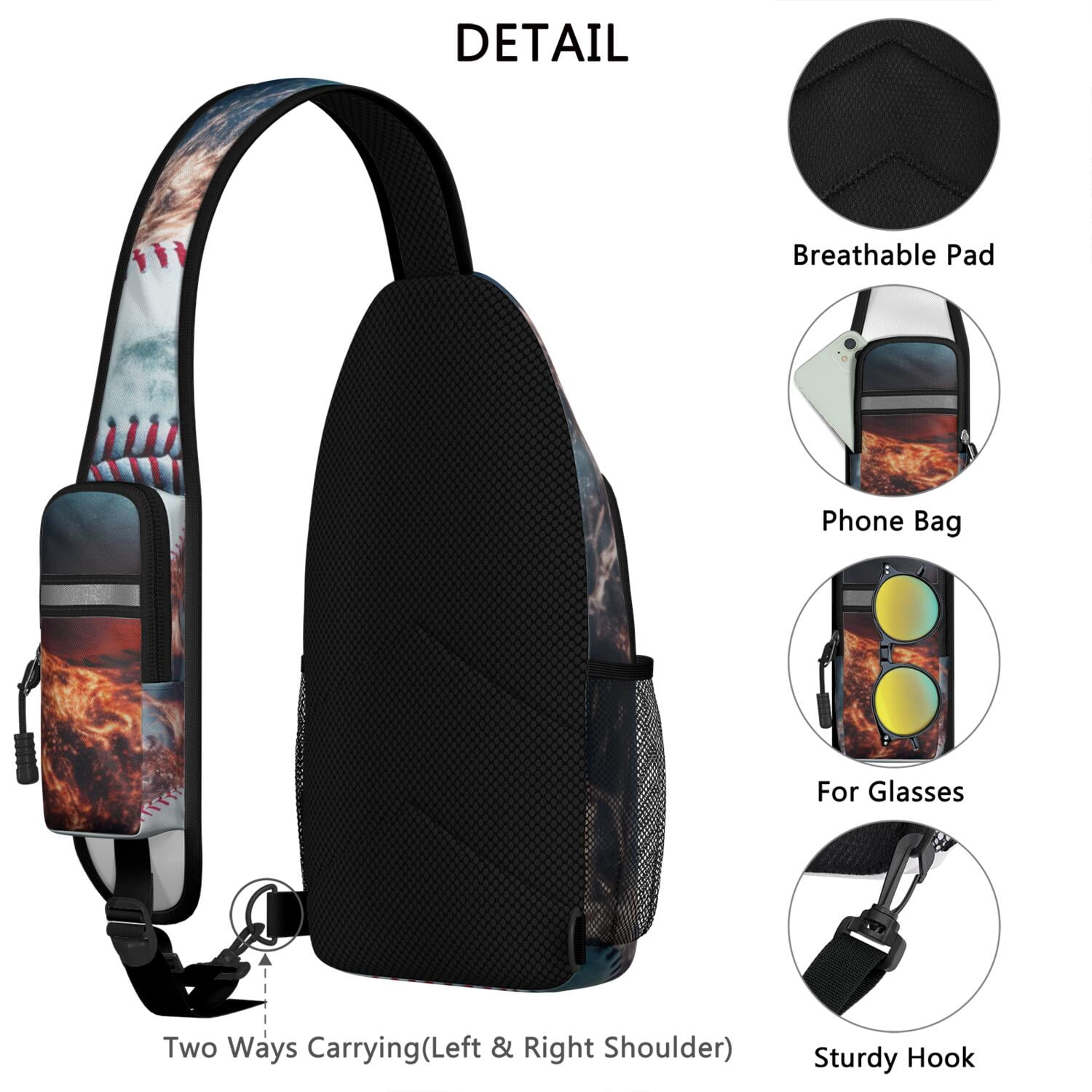 Sports Sling Backpack for Kids and Teens – Water-Resistant Crossbody Shoulder Bag with Adjustable Reversible Strap, Anti-Theft Pocket, Breathable Back, Perfect for Baseball, Football, Soccer Players