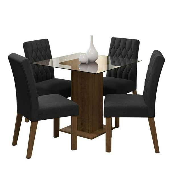Juego de Comedor Madesa Oxford MM 05 Mesa de Vidrio 4 Sillas