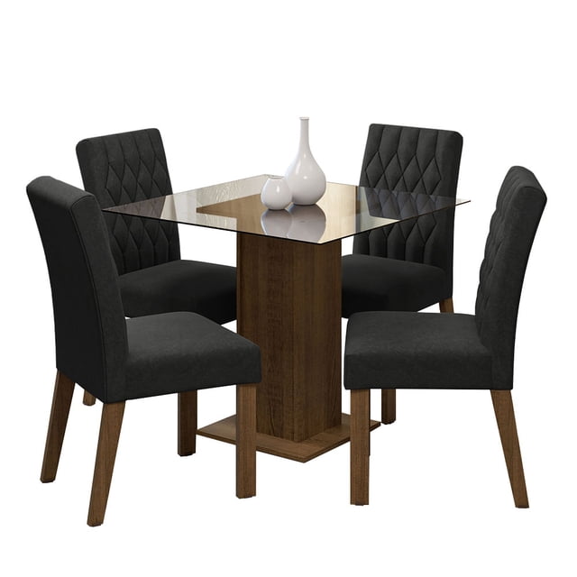 Juego de Comedor Madesa Oxford MM 05 Mesa de Vidrio 4 Sillas