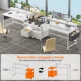 thumbnail image 4 of Exenoray 56.5" Computer Desk with Fabric File Drawers Cabinet, Reversible Home Office Desks with Power Outlets for Home Office, White, 4 of 8