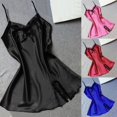 thumbnail image 4 of Tumotour Silk Satin Nightgowns For Women Mini Dress Pajamas Loungewear Sleeveless Nightgown Solid Color Sleepwear Chemise Lingerie Dress Tank Sleepwear Nightshirt, 4 of 4