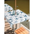 thumbnail image 2 of Outdoor Tablecloth with Umbrella Hole for Patio/Picnic/Party/Camping, Navy Blue Starfish Waterproof Table Cloth Square Cover Washable, Coastal Summer Beach Ocean Watercolor (54"x 54"), 2 of 8