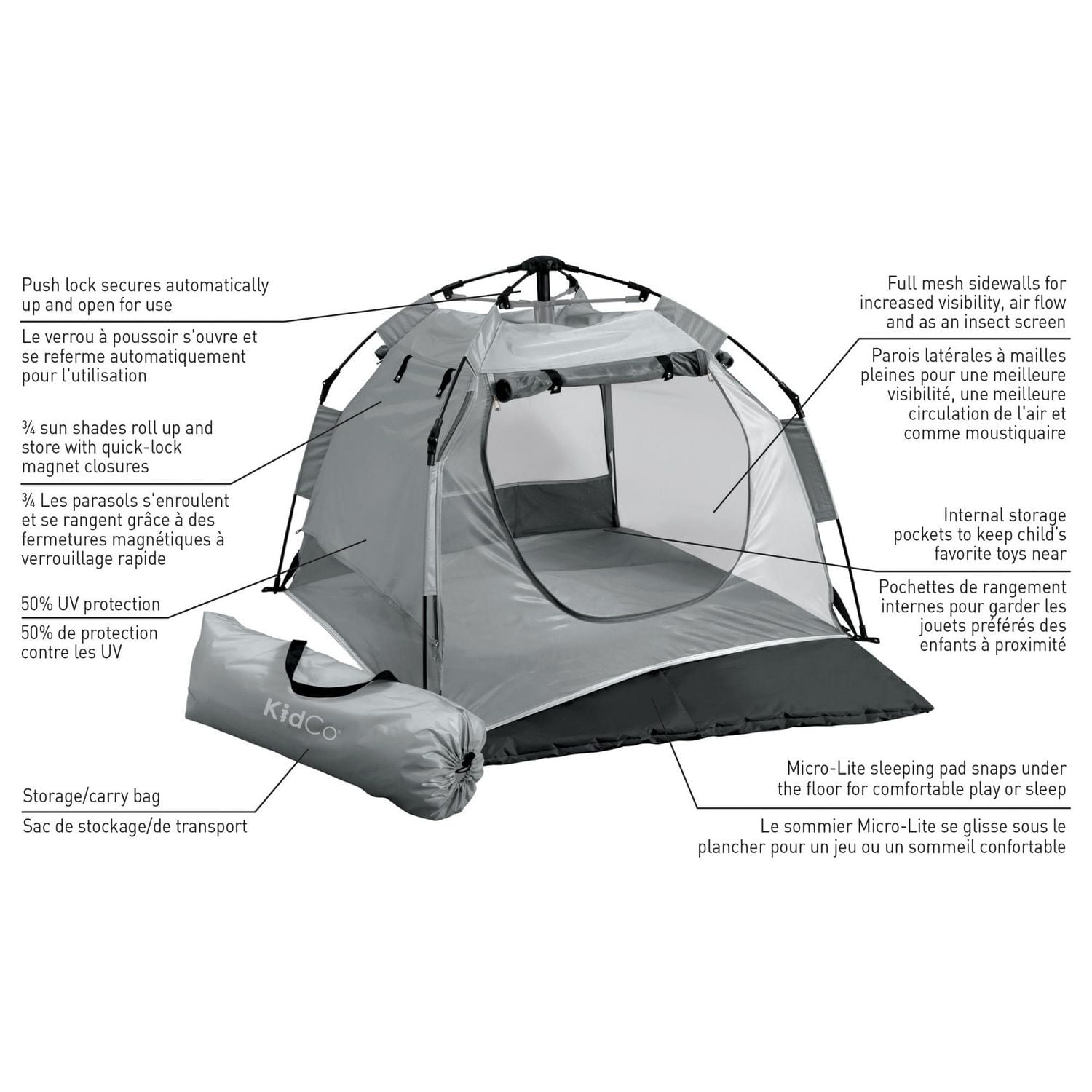 Tente Camp KidCo PeaPod - Gris