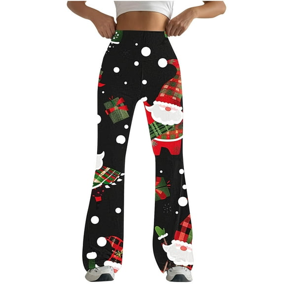 cyber and Monday Deals BUIgtTklOP No Boundaries Christmas Yoga Pants for Womens Plus Size Flare Leggings with Tummy Control Waist and Wide Leg Soft Comfortable Pants for Running Workout