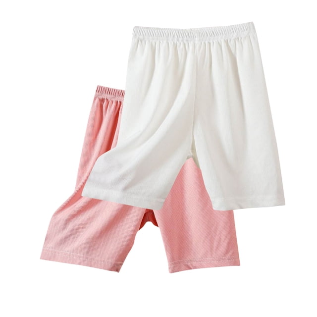 Odeerbi 2-12 Años Niñas 2 Pcs Hielo Seda Bermudas Shorts Bike Shorts Yoga Dance Shorts Verano Casual Elastic Waist Leggings Short