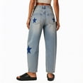 thumbnail image 4 of Axiiglly Barrel Jeans Women Boho Baggy Mid Rise Wide Leg Casual Vintage Jeans Boyfriend Streetwear Denim Pants, S-2XL, 4 of 7