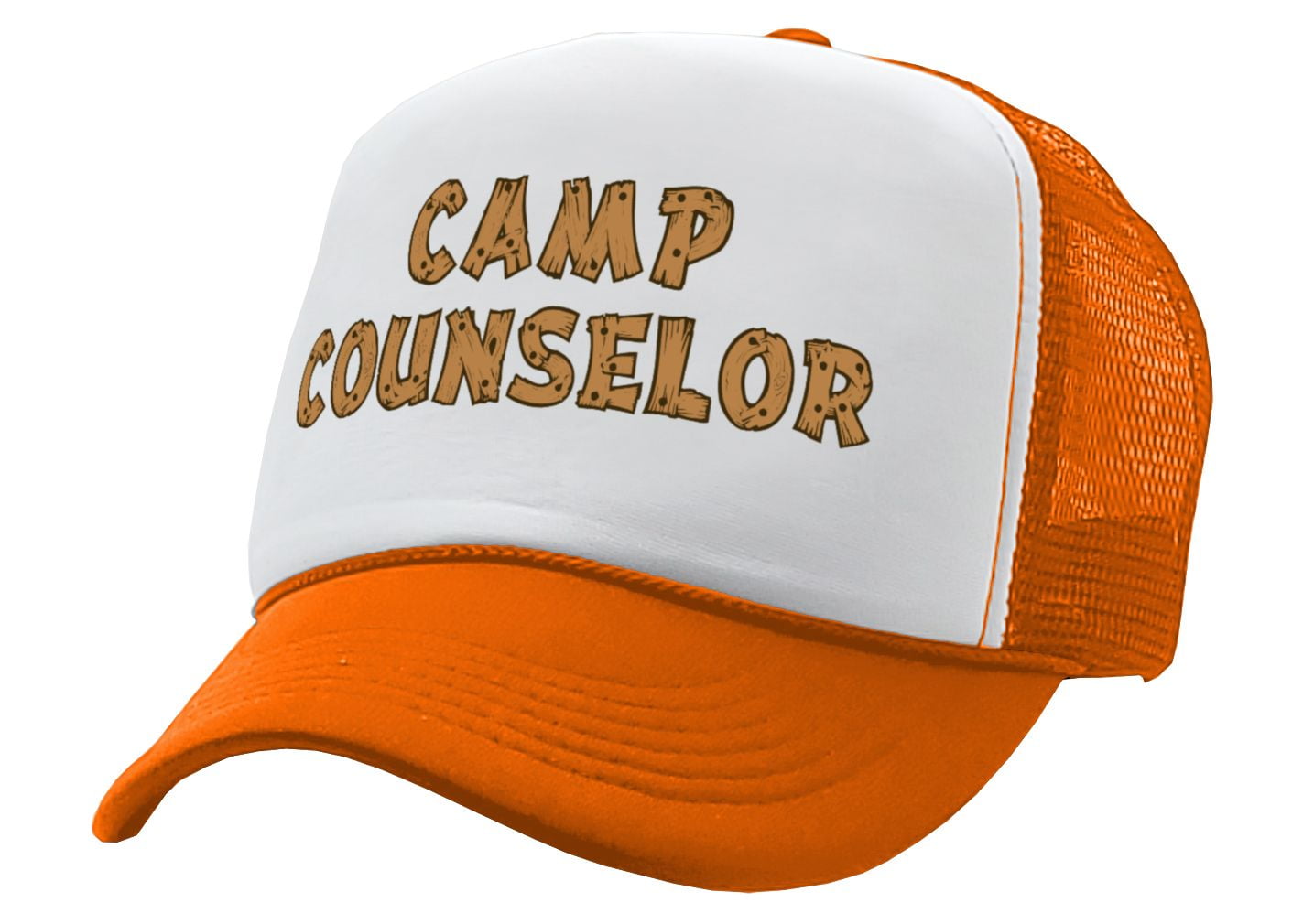 Camp Counselor - Nature Wilderness Guide Tourist - Unisex Adult Trucker Cap Hat, Neon Orange, Size: One Size