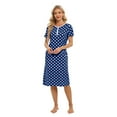 thumbnail image 6 of WBQ Women's Short Sleeve Polka Dot Nightgown With Pockets Round Neck Button Down Tee Nightshirt Loose Casual Nightdress Over Knee Length House Lounge Dress, S-2XL, 6 of 6