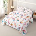 thumbnail image 3 of Manfei Kawaii Mermaid Princess Quilt Full, Dreamy Sea Coral Full Bedspread Sets, White Pink, 3-Piece, 1 Coverlet and 2 Pillowcases, 3 of 7