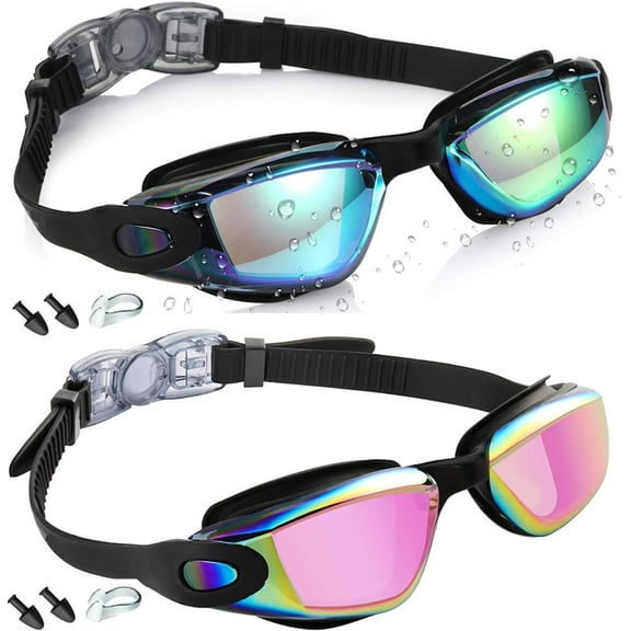 Gafas de natación CCMRCQ, antivaho, protección UV, paquete de 2 unidades, para adultos