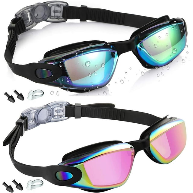 Gafas de natación CCMRCQ, antivaho, protección UV, paquete de 2 unidades, para adultos