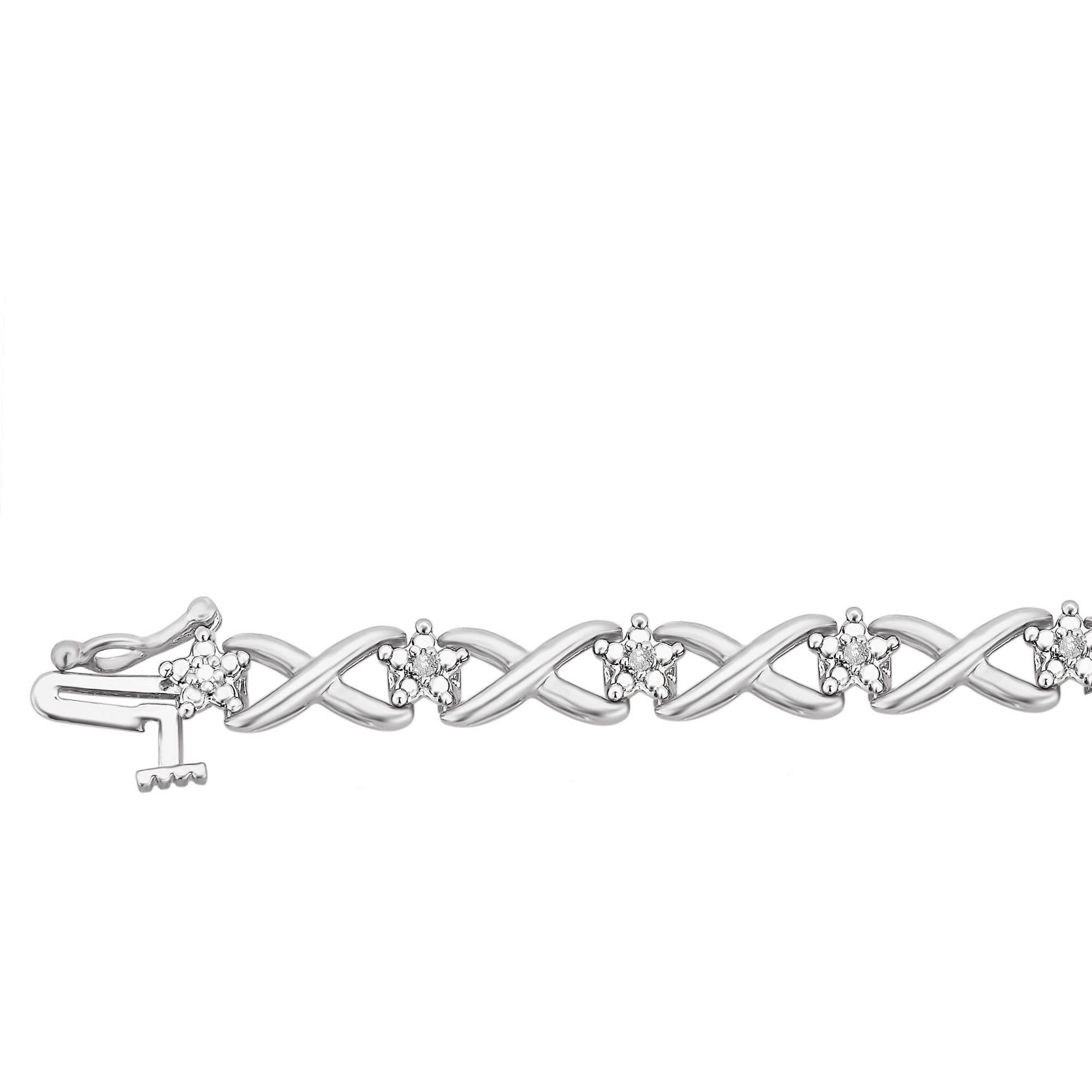 1/10 Carat T.W. Diamond Silver-Tone Fashion Link Bracelet, 7.5"