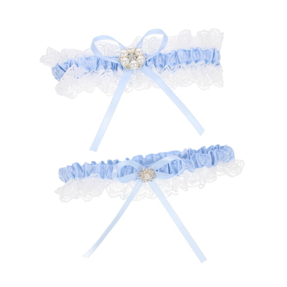 Bridal Blue Lace Garter Belt Set with Delicate Satin Band