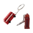 thumbnail image 2 of EeaseMX 4 piezas de metal de moda llavero doble cubierta autobús colgantes coche titular de la clave cabina de teléfono llavero creativo regalo accesorios (2 bus + 2 cabina de teléfono, rojo), 2 of 7