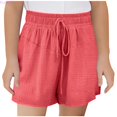 thumbnail image 2 of Kureaily Girls Summer Shorts Feel Elastic Waist With For Big Kids And Tweens Athletic Play Shorts ,Solid Color Basic Casual ShortsSize 13-14 Years ,Red, 2 of 5