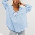 thumbnail image 4 of Cute Puff Long Sleeve Shirts for Women Trendy Crew Neck Striped Blouses Fashion Fall Casual Loose Fit Tshirts Ladies Going Out Tops, 4 of 7