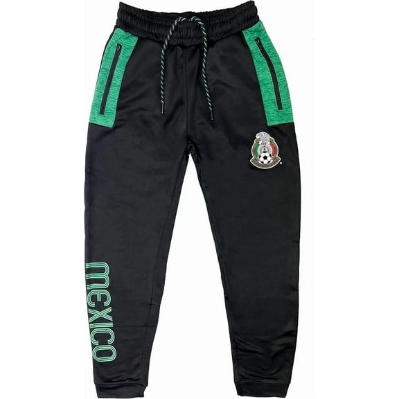 Icon Sports Mexico Jogger Pants, Polyester, Black, YS-XXL