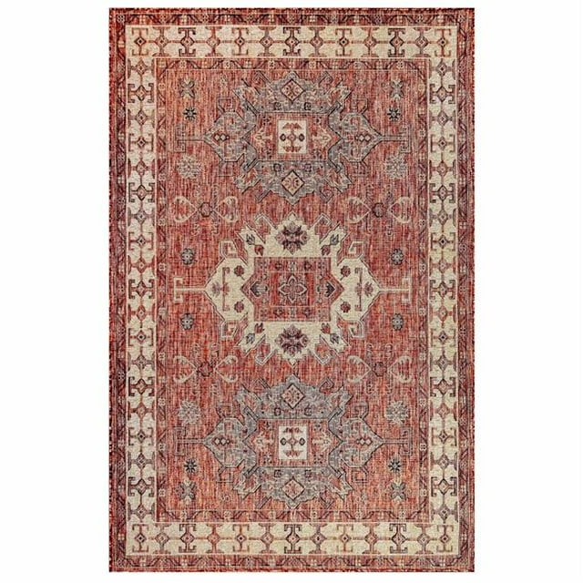 Trans-Ocean Importe CRES8840924 7 Pi 10 Po Carré Liora Manne Carmel Kilim Tapis d'Intérieur et d'Extérieur Wilton Tapis Carré Tissé - Rouge