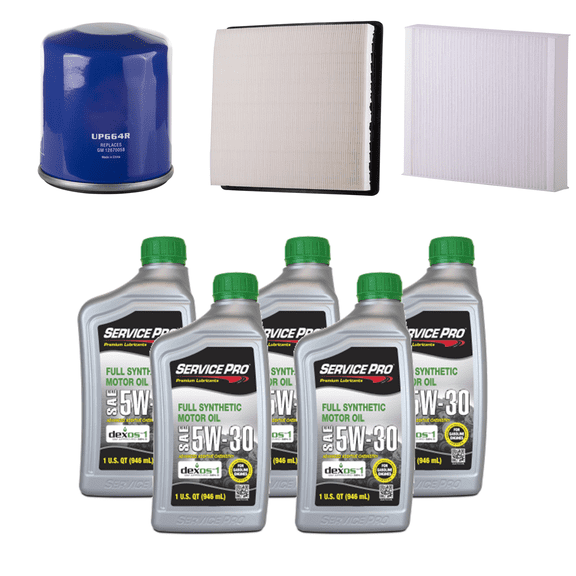 Fits: 2015 Chevrolet Malibu 2.5L Complete Oil, Air & Cabin Filter Kit (5W-30)