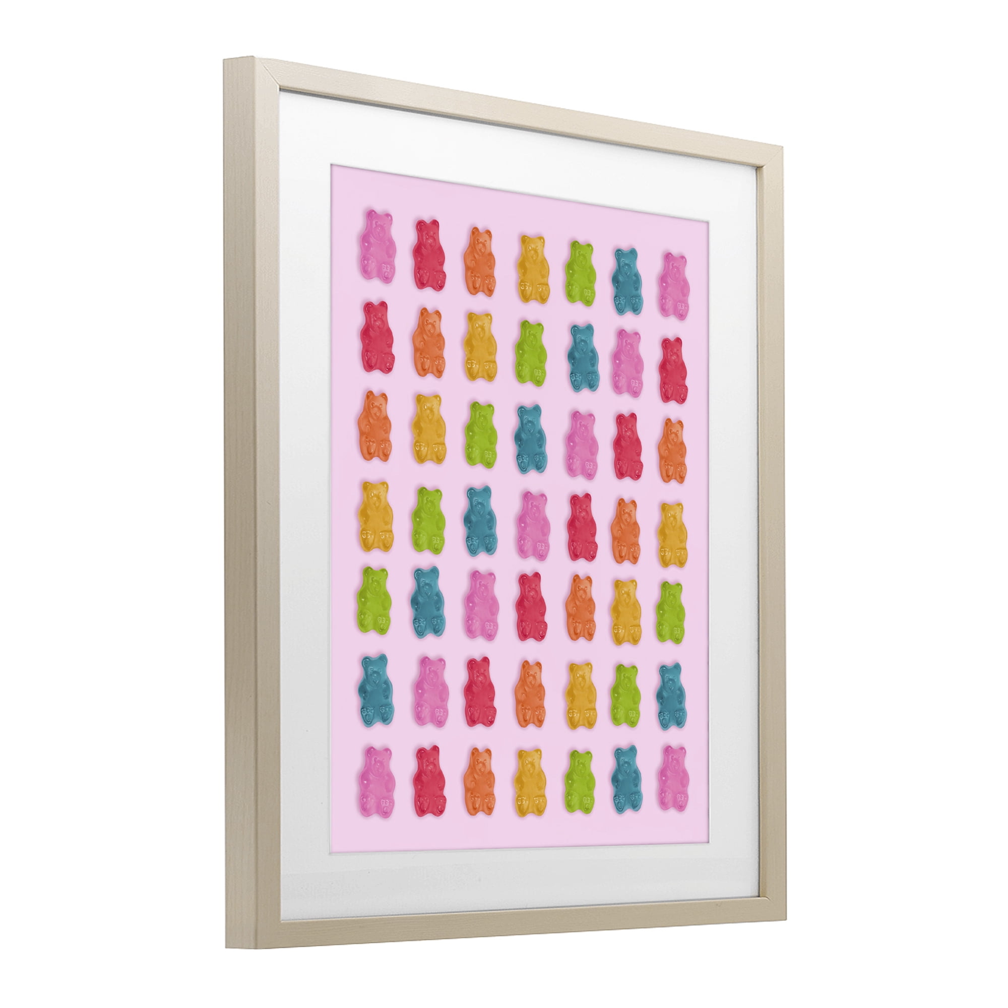 Stupell Industries Soft Rainbow Bears on Pink Birch Framed Print Under Glass, design by LISH Creative