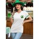 thumbnail image 5 of Camiseta ALIREVERIE para mujer, Día de San Patricio, con cuello en V, color verde trébol, 5 of 7