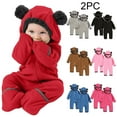 thumbnail image 2 of Zwiiyzr 2PC Fleece Baby Winter Warm Footie Bodysuit Infant One Piece Kids Hooded Romper Outerwear Toddler Baby Clothes 0-24 Months Gray, 2 of 9
