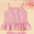 thumbnail image 4 of HCNTES Baby Girl Clothes Toddler Baby 6M 12M 18M 2T 3T Girl Outfits Floral Summer Clothes Ruffle Sleeve Shirt Tops Shorts Set, 4 of 5