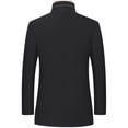 thumbnail image 2 of SWSMCLT Men's Long Sleeve Casual Jackets & Coat Button Down Single Breasted Windbreaker Lightweight Slim Fit Fall Top Winter Mock Neck Fashion Black X-Small, 2 of 5