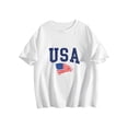 thumbnail image 6 of Family Matching Outfits Vintage USA Letter Color Distressed Flag Print Crew Neck Short Sleeve Casual Tee, 6 of 7