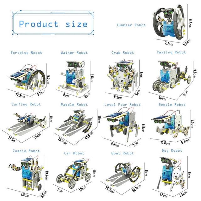 Kit de construcción de robot solar educativo 13 en 1, robot de bricolaje con energía solar para niños y adultos, juguetes educativos para niños y niñas