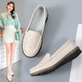 thumbnail image 6 of Huesdet Loafers for Women Slip On Shoes Adjustable Casual Comfort Walking Flats Loafers Womens Fashion Round Toe Driving Moccasins Boat Shoes(Beige,8), 6 of 7
