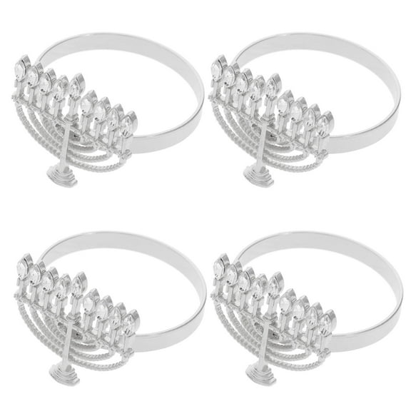 WHAMVOX Elegant Hanukkah Napkin Rings in Silver Alloy for Home Use and Sturdy Design 4 Pieces
