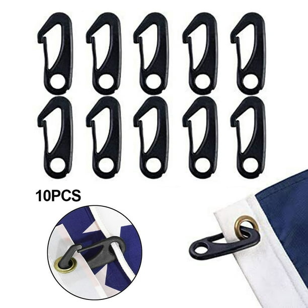 Lefu 10pcs Flag Pole Clips Hooks Plastic Attach, to Flagpole Rope, Anti-UV  and Water Resistant,Black 1.3inch 