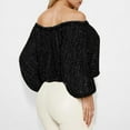 thumbnail image 4 of aidice Tops for Women Trendy off Shoulder Long Puff Sleeve Loose Sequin Sparkly Casual Blouses Tops, 4 of 4