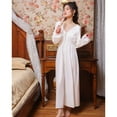 thumbnail image 5 of Defitshape Women's Long Sleeve Cotton Nightgown Long Victorian Sleep Dress Vintage Backless Pajama Shirt Comfy Lightweight Loungewear White Large, 5 of 5