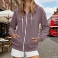 thumbnail image 2 of lnmuld Womens Zip Up Hoodies Women's Fashionable Casual Pocket Zipper Long Sleeved Hooded Solid Color Sweatshirt Size:M, 2 of 4