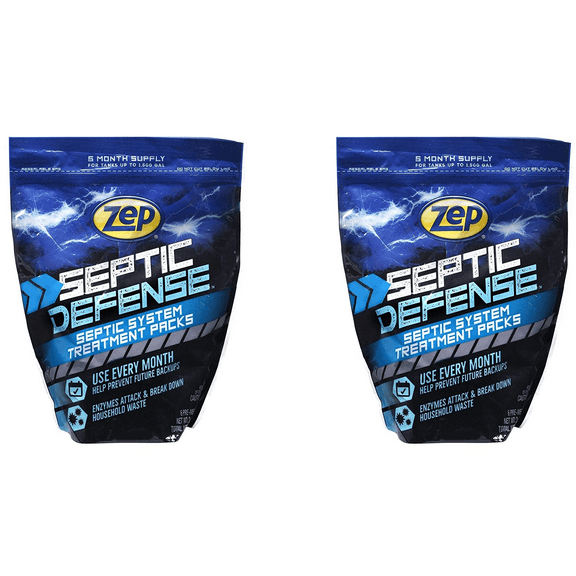 Zep Septic Defense Tank & Cesspool Treatment Packs - 12 oz (2 Pack) ECZSTP6 - Safe for all Pipes and Septic Systems