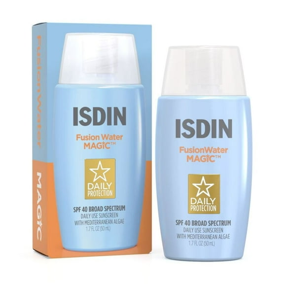 ISDIN Fusion Water MAGIC Ultralight Daily Sunscreen, Broad Spectrum SPF 40, Formulated with Hyaluronic Acid, 3.4 Fl Oz