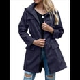 thumbnail image 3 of Chaqueta Impermeable Ligera para Mujer, con Capucha, Mangas Largas y Cremallera, para Actividades Al Aire Libre Azul Marino XXL, 3 of 9