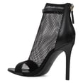 thumbnail image 3 of YDN Women Open Toe Stiletto High Heel Mesh Boots Ankle Strap Booties Pump with Back Zipper Size 7 Black, 3 of 4
